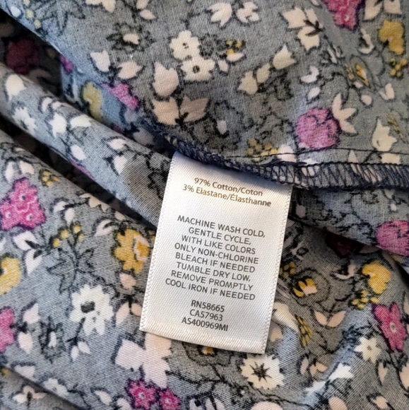 1901 Print Regular Stretch Poplin Button Up Shirt Navy Blazer Metaphor Floral M - Picture 5 of 6